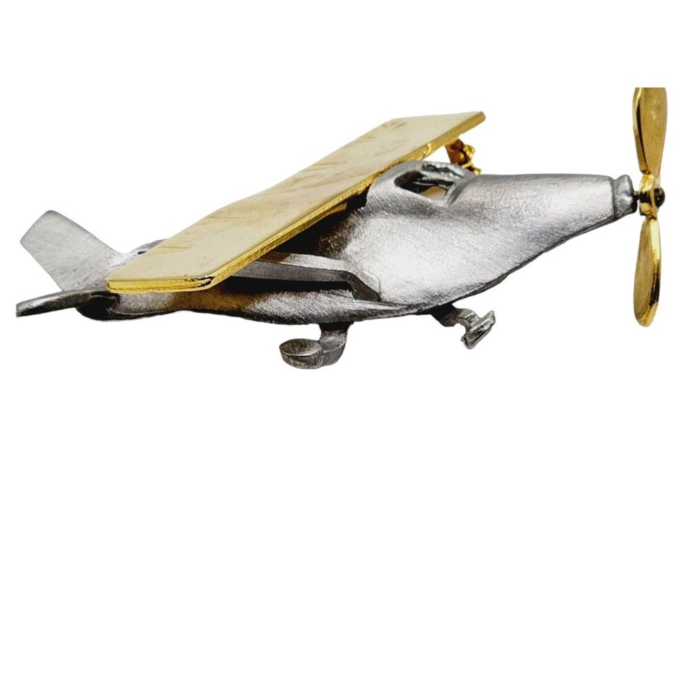 Vintage Signed Ultra Craft Plane Brooch with Articulating Propeller (A1208)